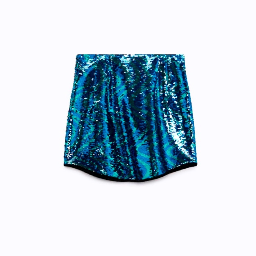 Zara Short Sequin Mjni Skirt Nwt